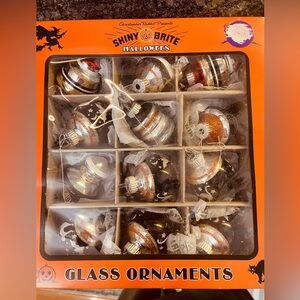 Christopher Radko Shiny Brite Halloween Glass Ornaments - Orange, Black, Silver